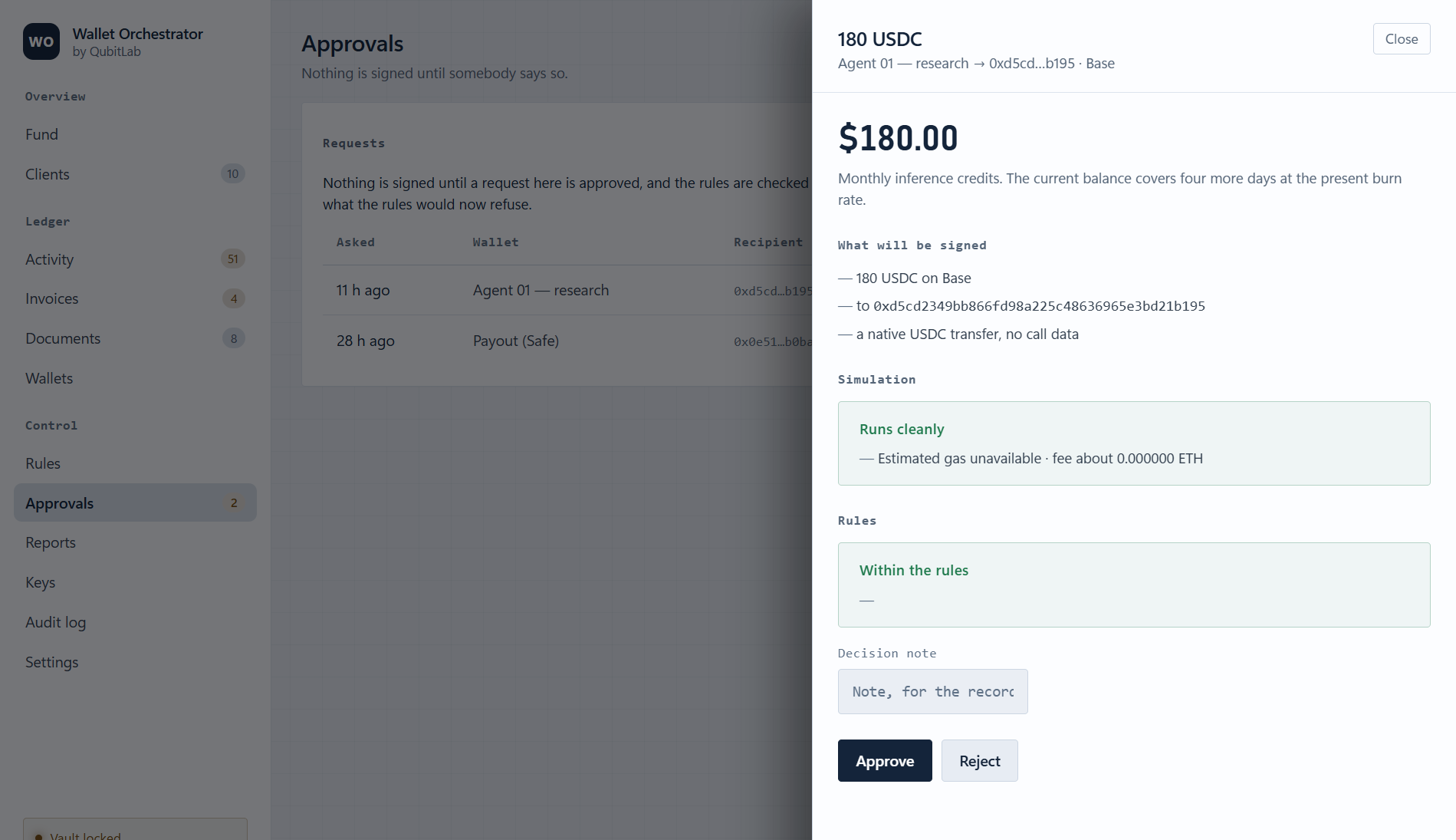 Approvals — nothing is signed until somebody says so